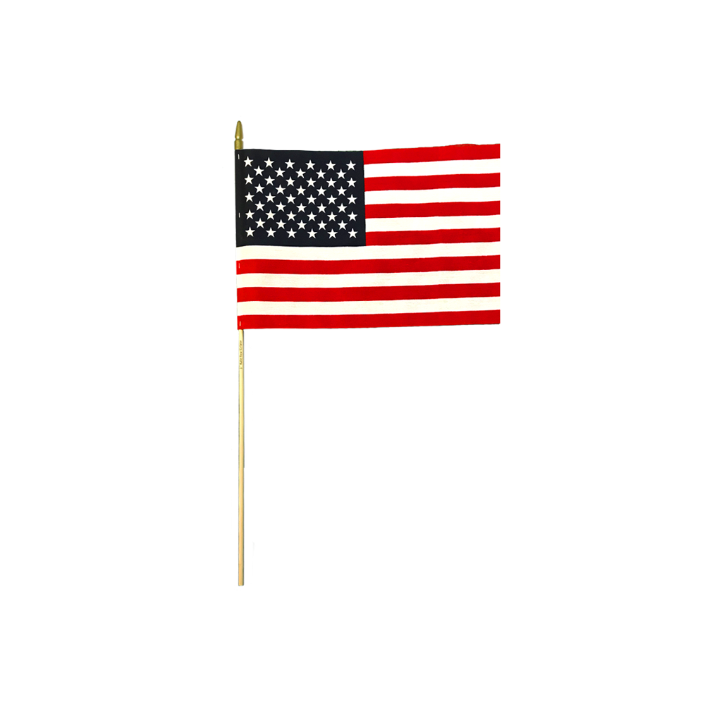 U.S. Stick Flag 8 in X 12 in No Fray 5/16 in X 24 in Wood Staff Plastic Spear Tip