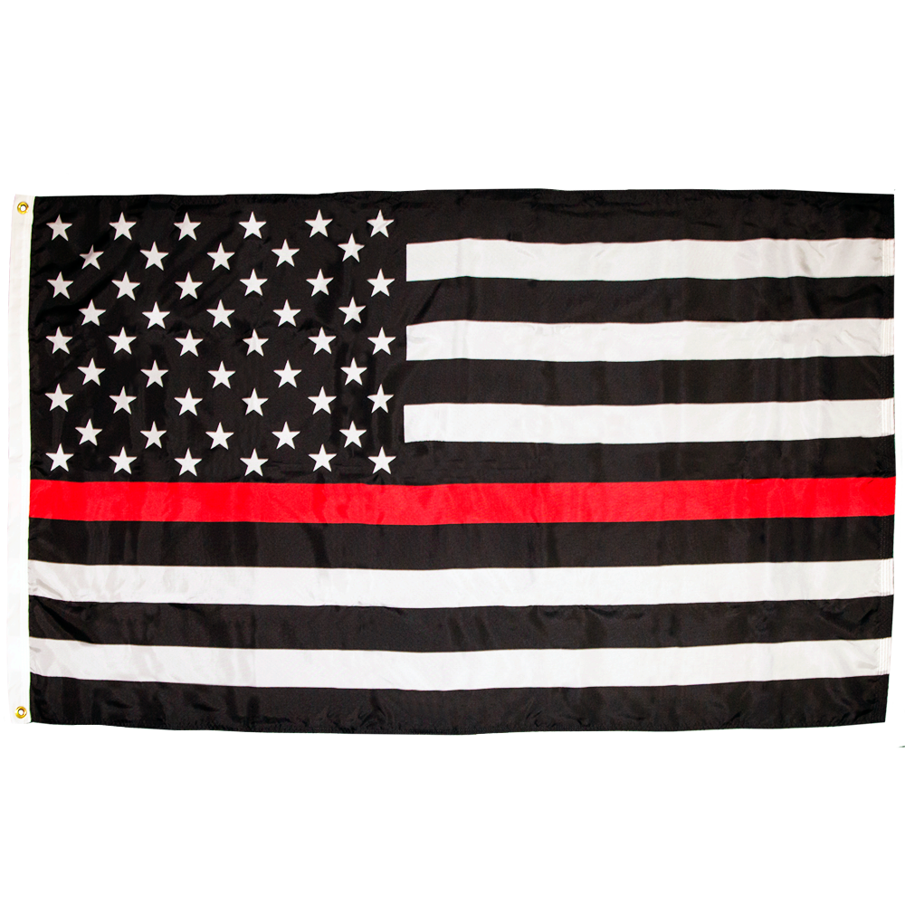 Thin Red Line 3 X 5 Nylon with Header and Grommet, American Version