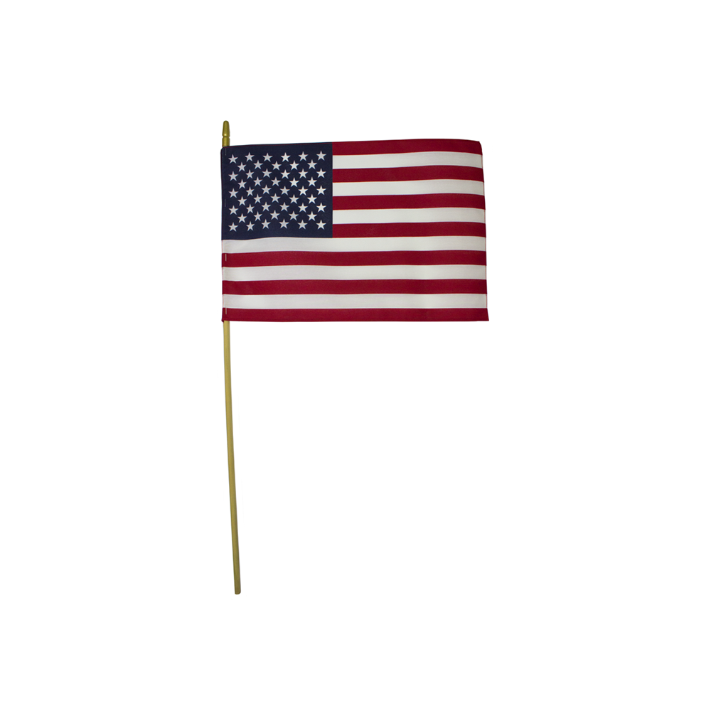 U.S. Stick Flag 12 in X 18 in Hemmed 3/8 in X 30 in Wood Staff Plastic Spear Tip