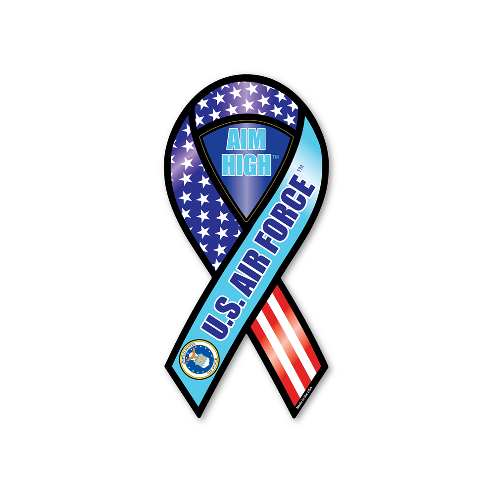 Aim High U.S. Air Force 2-in-1 Ribbon Car Magnet