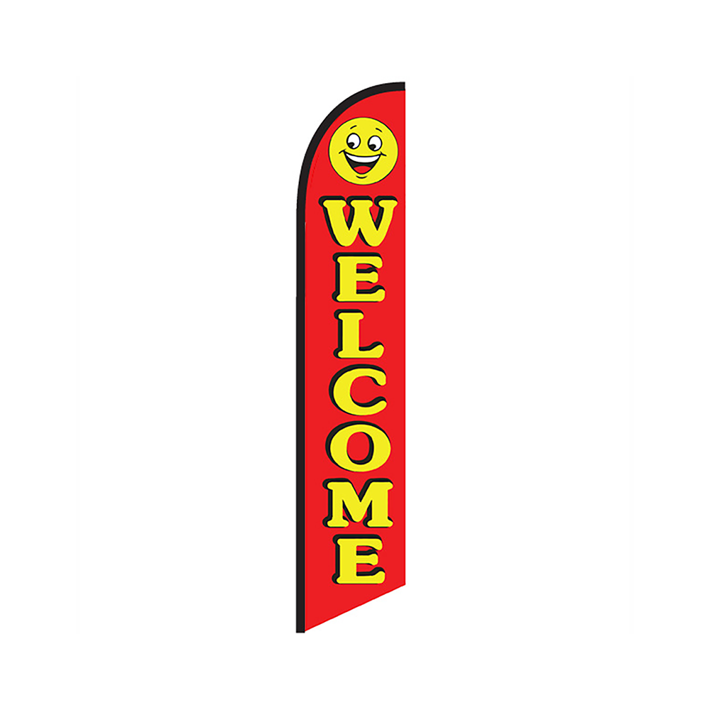 Welcome Knit Poly Banner Smile Face