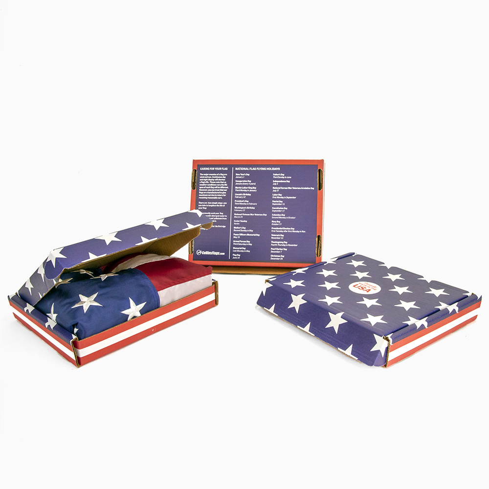American Flag Gift Box Kit, 3 x 5 Nylon Flag w/Box