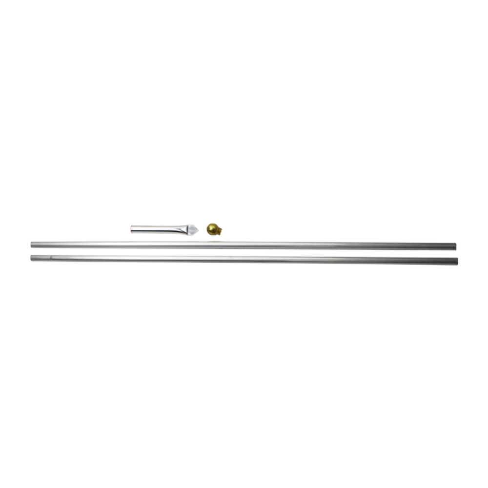 10 ft X 1 in Two Piece Silver Alum Pole Display Set includes Gold