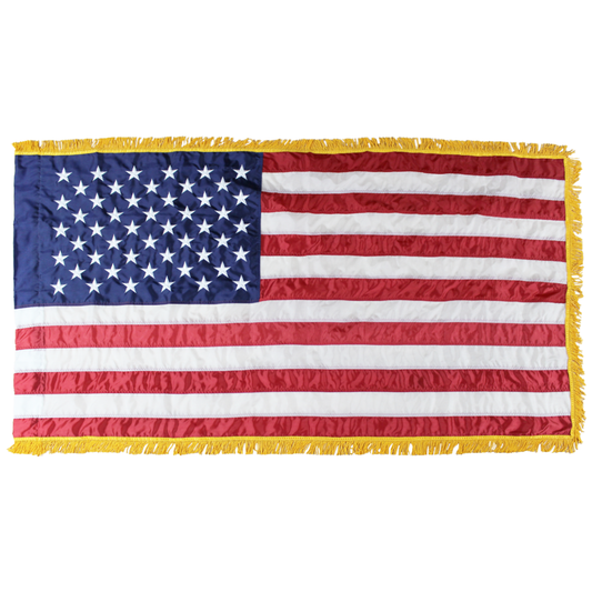 American  Flag Nylon Pole Hem with Gold Fringe
