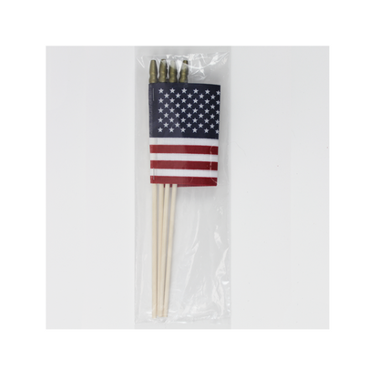 U.S. Stick Flag with Tip 4in X 6in - 4 Pack