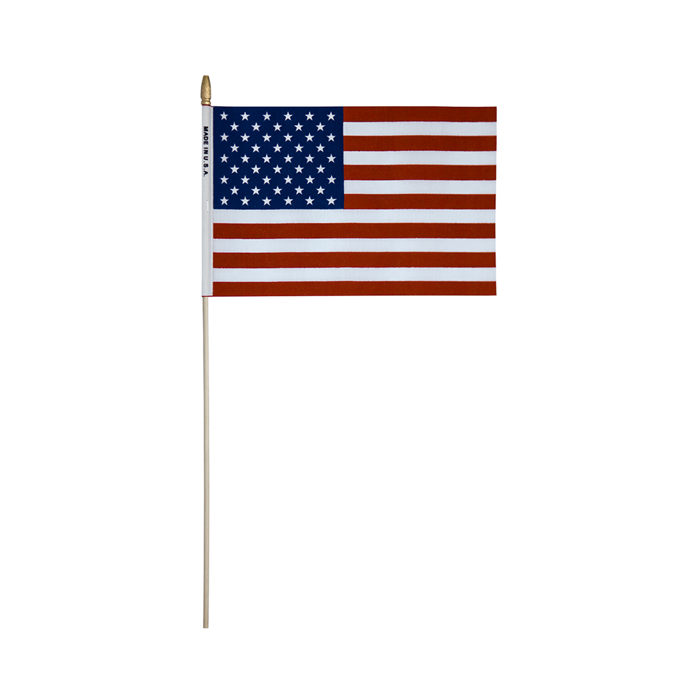 U.S. Stick Flag 12 in X 18 in Poly Cotton w/Pole Sleeve MTD Birch Staff