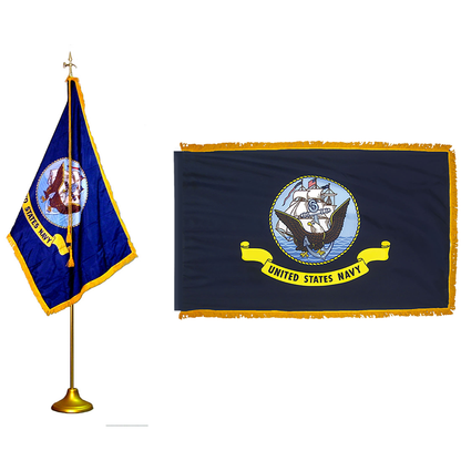 Navy 3 X 5 Nylon Pole Hem and Fringe