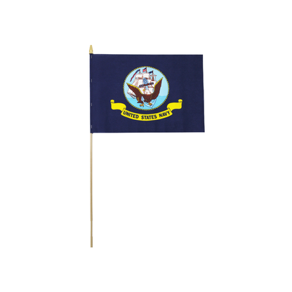 Stick Flag 12 in X 18 in Military E Poly Hemmed 5/16 in X 30 in Natural Wood Staff Gold Spear