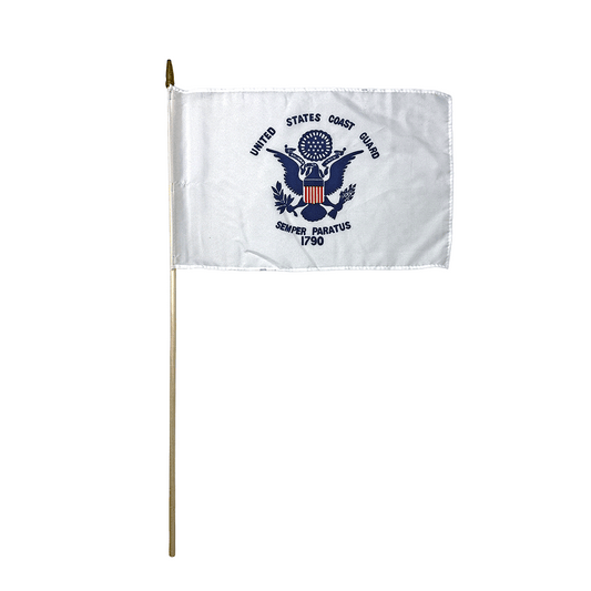 Stick Flag 12 in X 18 in Military E Gloss Hemmed 5/16 in X 30 in Natural Wood Staff Gold Spear