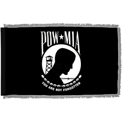 POW/MIA 4 X 6 Single Face Nylon Pole Hem Silver Fringe