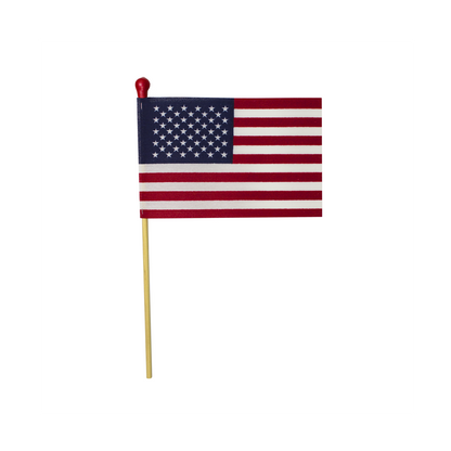 U.S. Stick Flag 4 in X 6 in No Fray 3/16 in X 10 in  Wood Staff Plastic Red Ball Tip