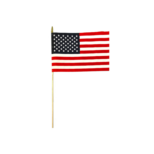 U.S. Stick Flag 8 in X 12 in No Fray 5/16 in X 24 in Wood Staff Plastic Spear Tip