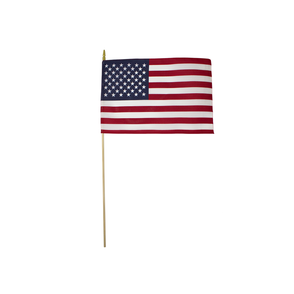U.S. Stick Flag 8 in X 12 in Hemmed 5/16 in X 24 in Wood Staff Plastic Spear Tip
