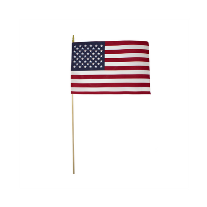 U.S. Stick Flag 8 in X 12 in Hemmed 5/16 in X 24 in Wood Staff Plastic Spear Tip
