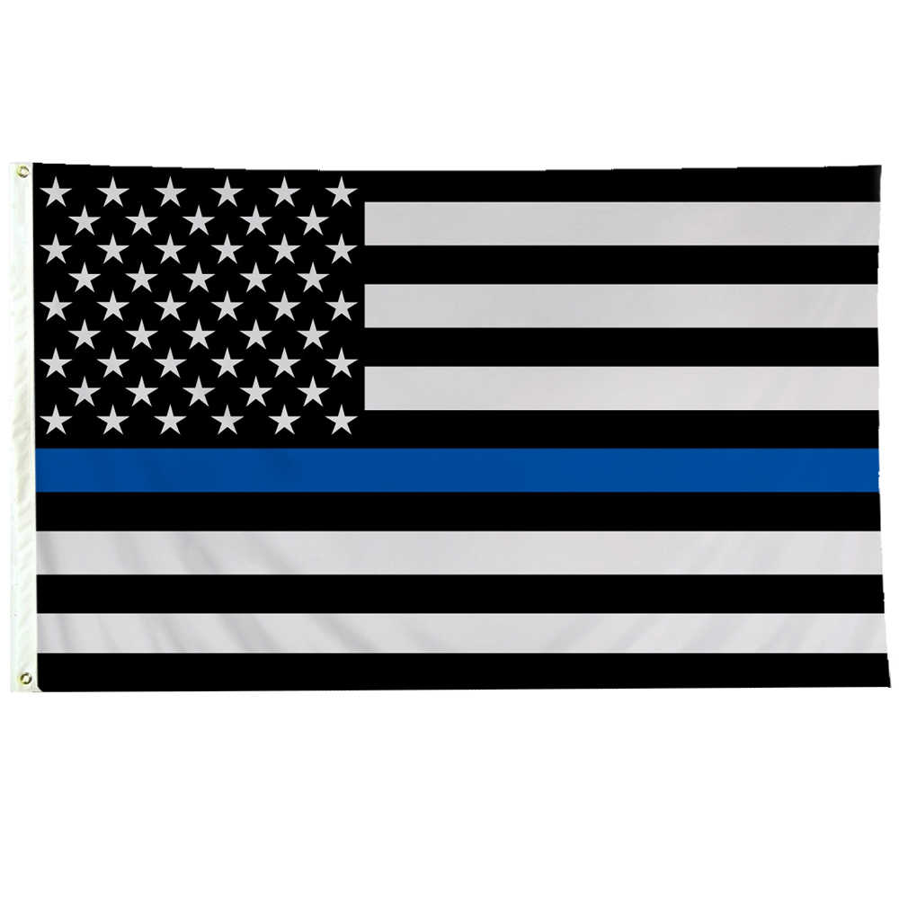 Thin Blue Line 3 X 5 Nylon with Header and Grommet American Version