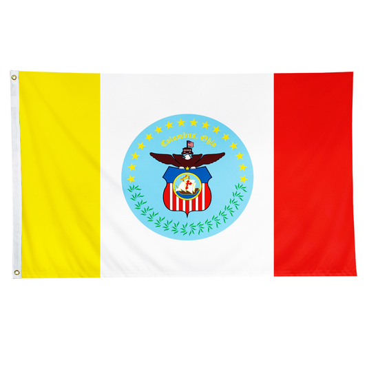 Digitally printed 200 denier nylon with canvas heading and grommets. Flag is 100% made in the U.S.A.