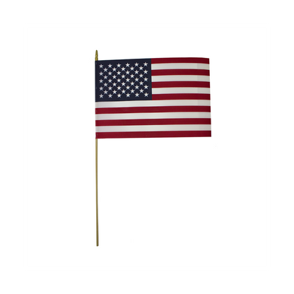 U.S. Stick Flag 12 in X 18 in No Fray  5/16 in X 30 in Wood Staff Plastic Spear Tip