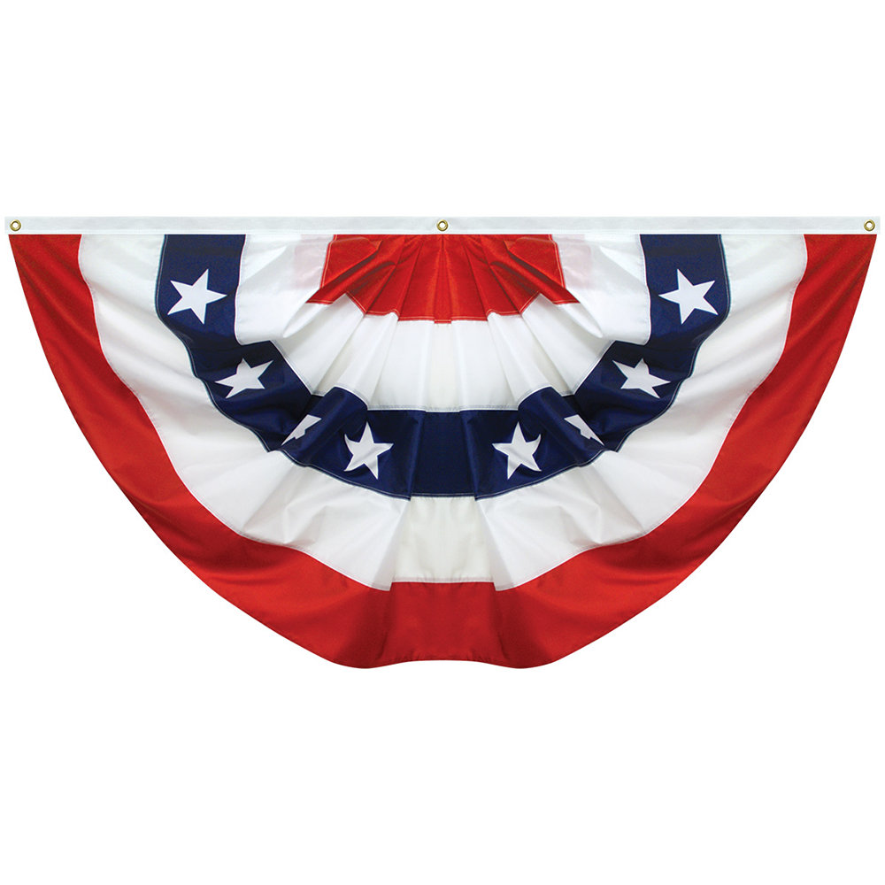 Pleated Full Fan, 3 X 6 Polycotton Printed Stars with Header and Grommet