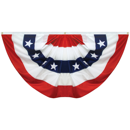 Pleated Full Fan, 3 X 6 Polycotton Printed Stars with Header and Grommet