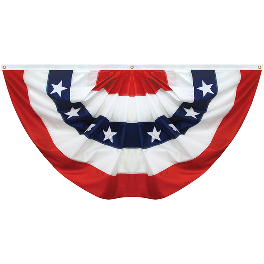 Pleated Full Fan, 3 X 6 Polycotton Printed Stars with Header and Grommet