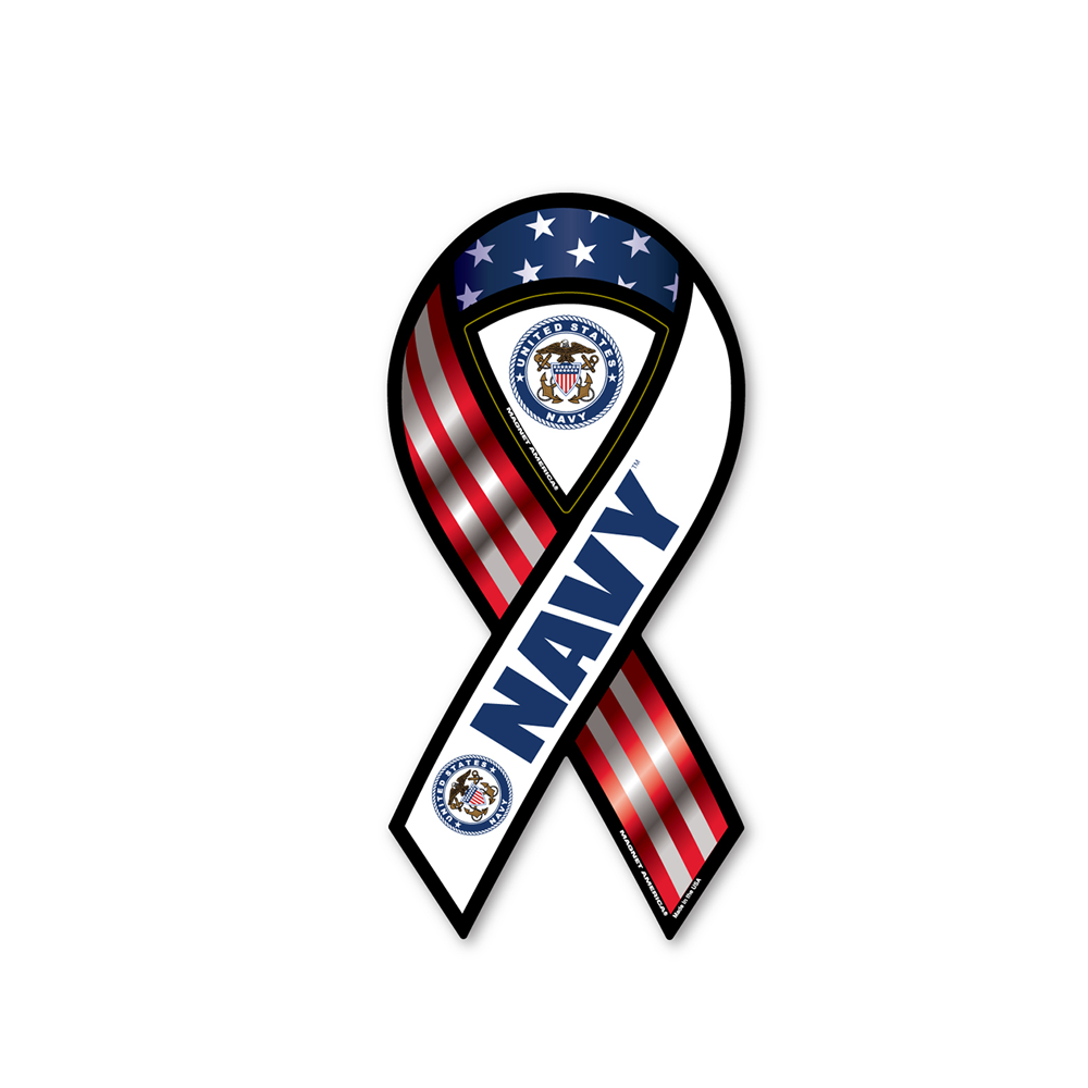 Navy Red White & Blue 2-in-1 Ribbon Car Magnet