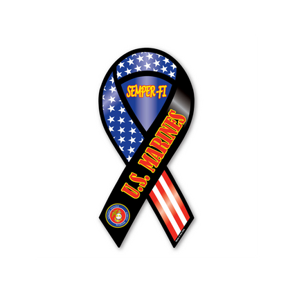 Semper-Fi U.S. Marines 2-in-1 Ribbon Car Magnet
