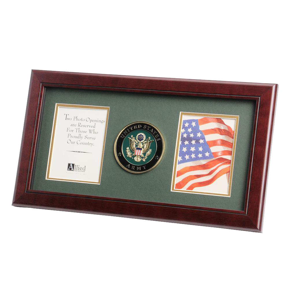 Picture Frame Army Medallion 8 in X 16 in Mahogany 2-opening