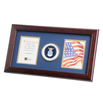 Picture Frame Air Force Medallion 8 in X 16 in Mahogany 2-opening