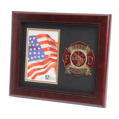Picture Frame Fire Fighter Medallion 8 in X 10 in Mahogany