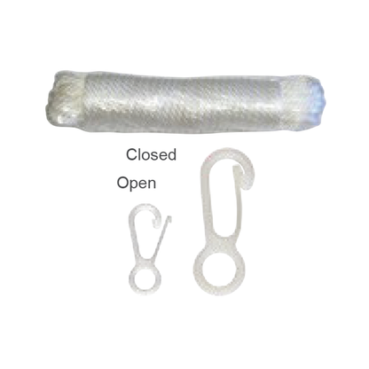 Halyard, 1/4 in 38 ft Prebagged White Solid Braided with 2 Nylon Clips