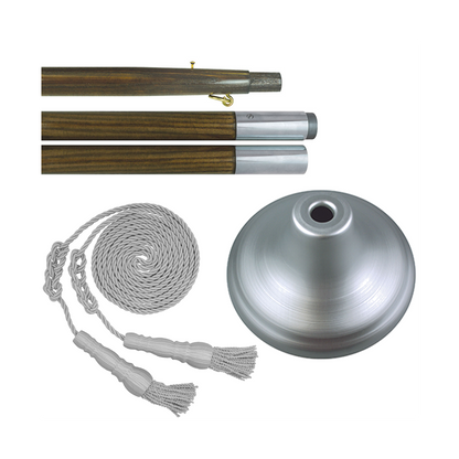 Pole, Stand & Tassel 3x5 Kit, 8ft Oak w/Silver