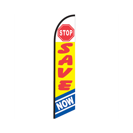 Stop Save Now Knit Poly Banner