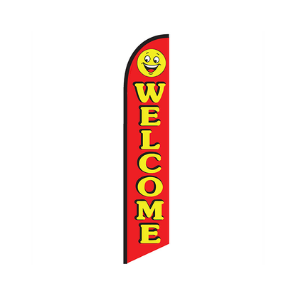 Welcome Knit Poly Banner Smile Face