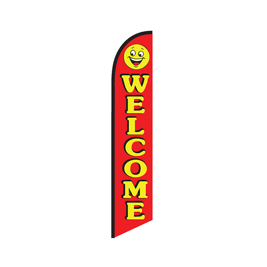 Welcome Knit Poly Banner Smile Face