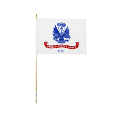 Army Stick Flag 12 in X 18 in Poly Cotton Natural Staff No Sew