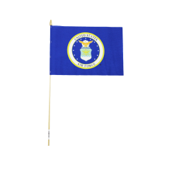 Air Force Stick Flag 12 in X 18 in Poly Cotton Natural Staff No Sew