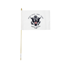 Coast Guard Stick Flag 12 in X 18 in Poly Cotton Natural Staff No Sew