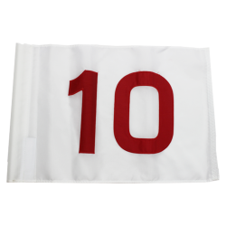 Golf Flags, White with Red Numerals, 14 in X 20 in, 10-18, Tubed Set of 9